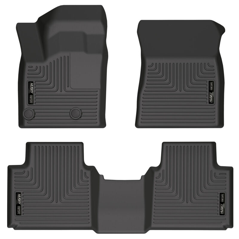 Mitsubishi Outlander Floor Liners - Front + 2nd Seat - Husky Liners - WeatherBeater - Black - `22-`27